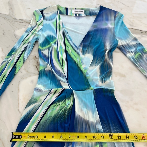 EMILIO PUCCI BLUE MULTI OCEAN PRINT DRESS MODEL 21RGO3 SIZE IT 40 / US 6 - Picture 12 of 16